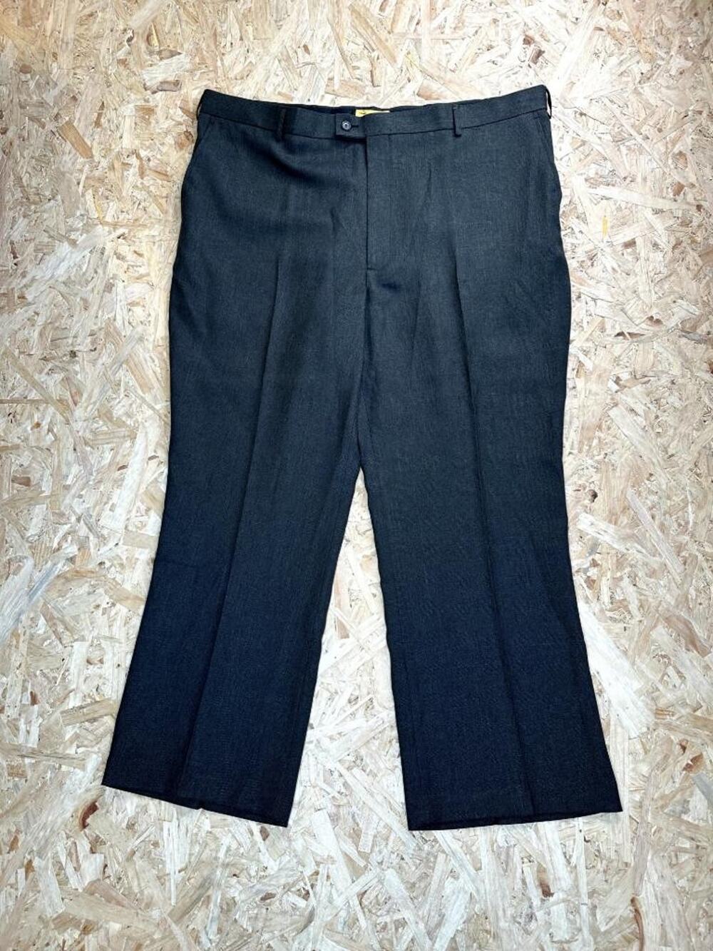 Haband Gold Coast Dress Pants Mens 46M Gray Flat Front Polyester Trousers